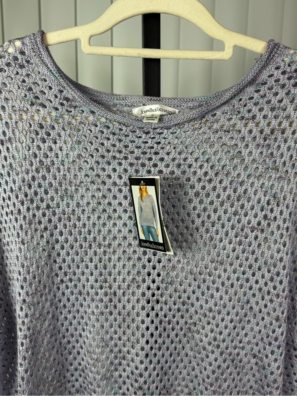 John Paul Richard Mesh Knit Long Sleeve Shirt  – Size L – NWT - Picture 6 of 11